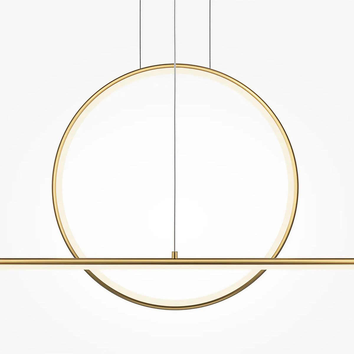 Suspension LED grand arc lumineux de 140 cm, acier doré ou noir