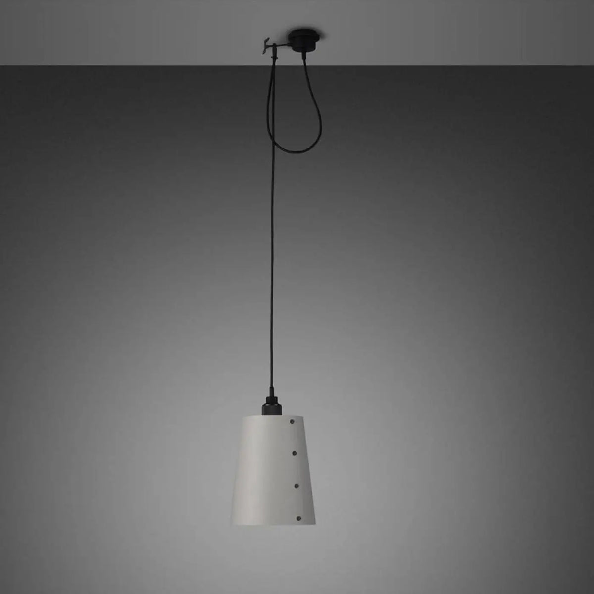 Suspension à crochet en métal massif, abat-jour conique, câble 2 m, gris
