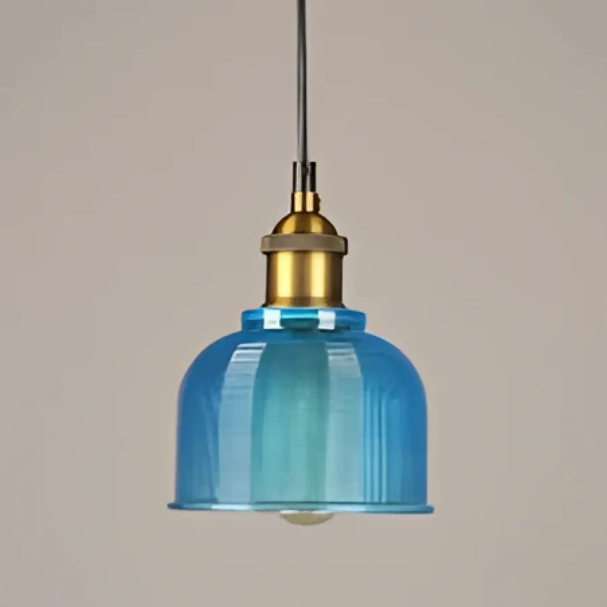 Suspension industrielle en verre strié, quatre teintes, bleu