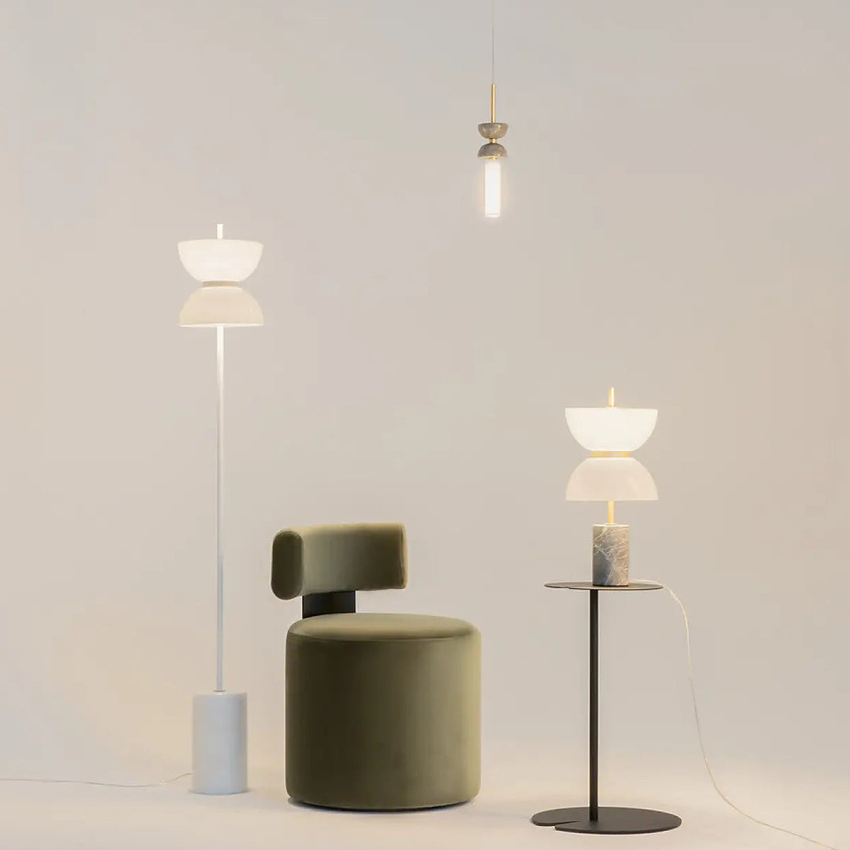 Suspension cylindre en verre esprit lanterne, culot G9