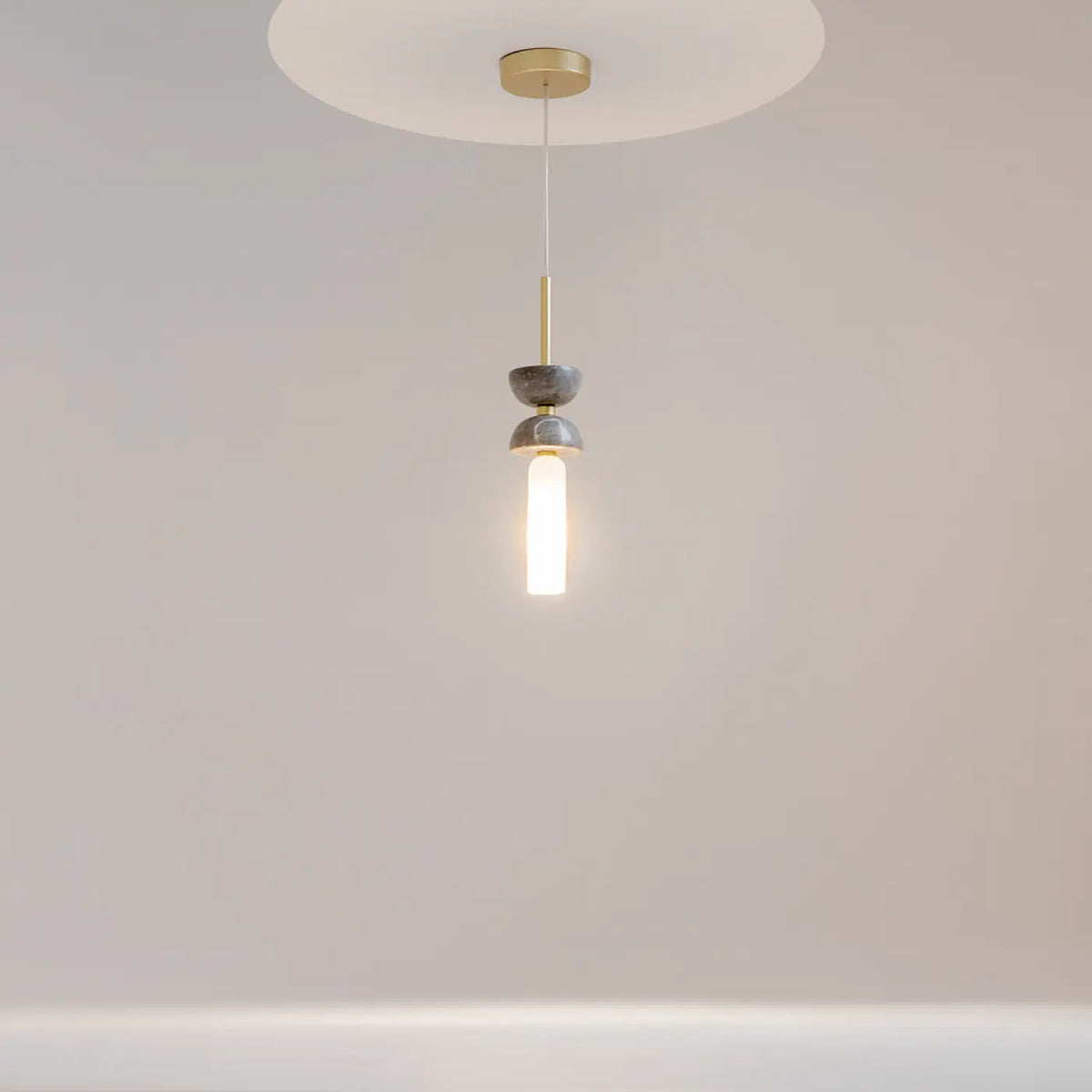 Suspension cylindre en verre esprit lanterne, culot G9, gris