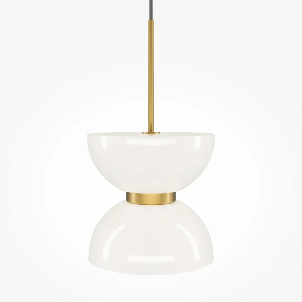 Suspension LED globe opalin, monture en acier noir, doré ou blanc
