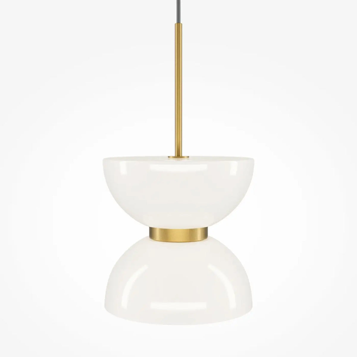 Suspension LED globe opalin, monture en acier noir, doré ou blanc