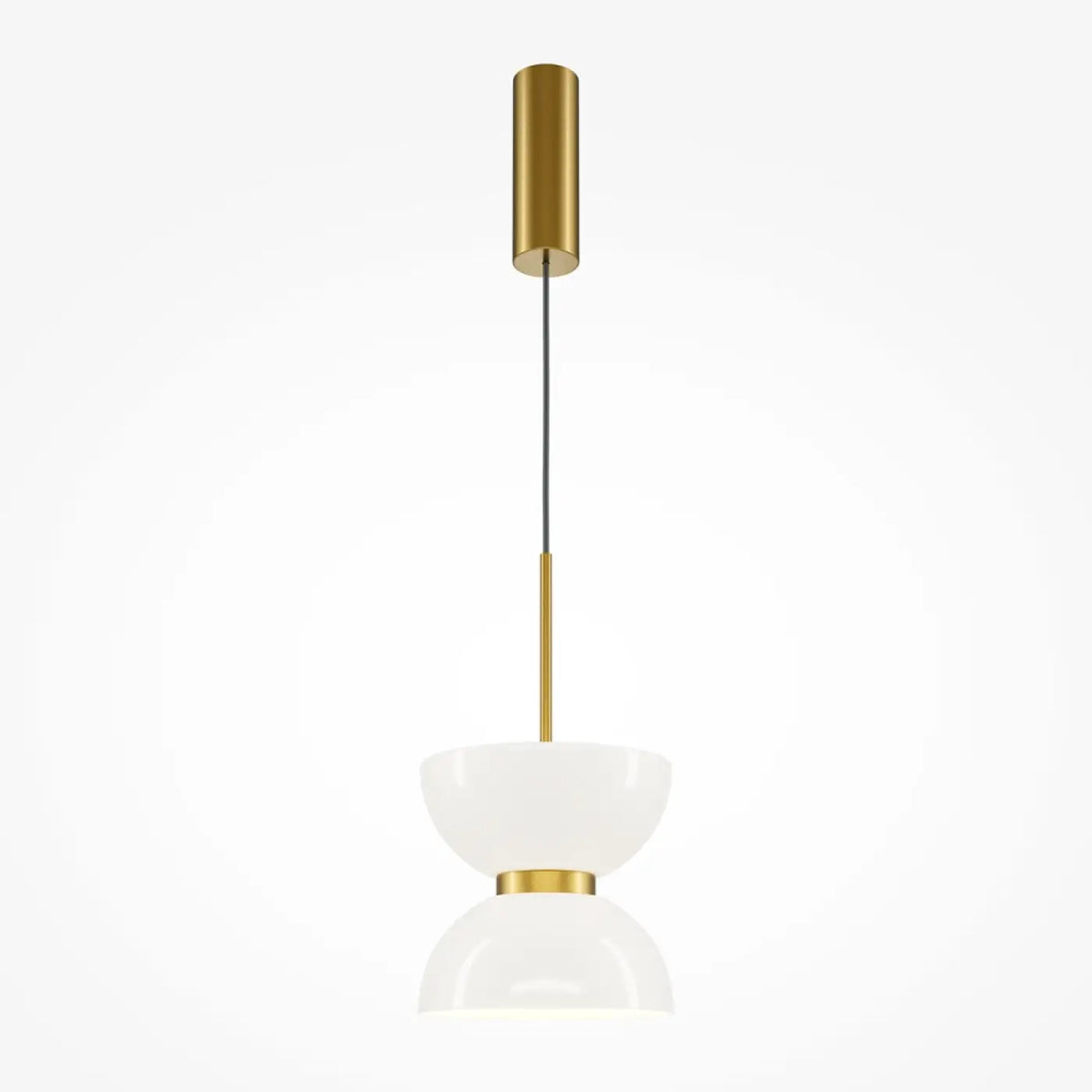 Suspension LED globe opalin, monture en acier noir, doré ou blanc, doré