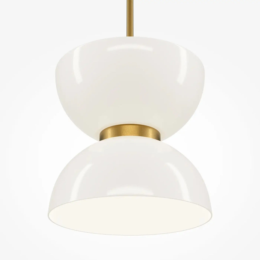 Suspension LED globe opalin, monture en acier noir, doré ou blanc