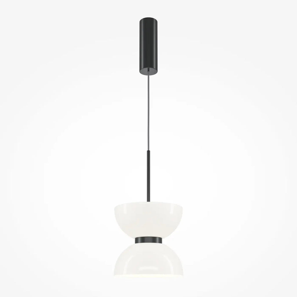 Suspension LED globe opalin, monture en acier noir, doré ou blanc