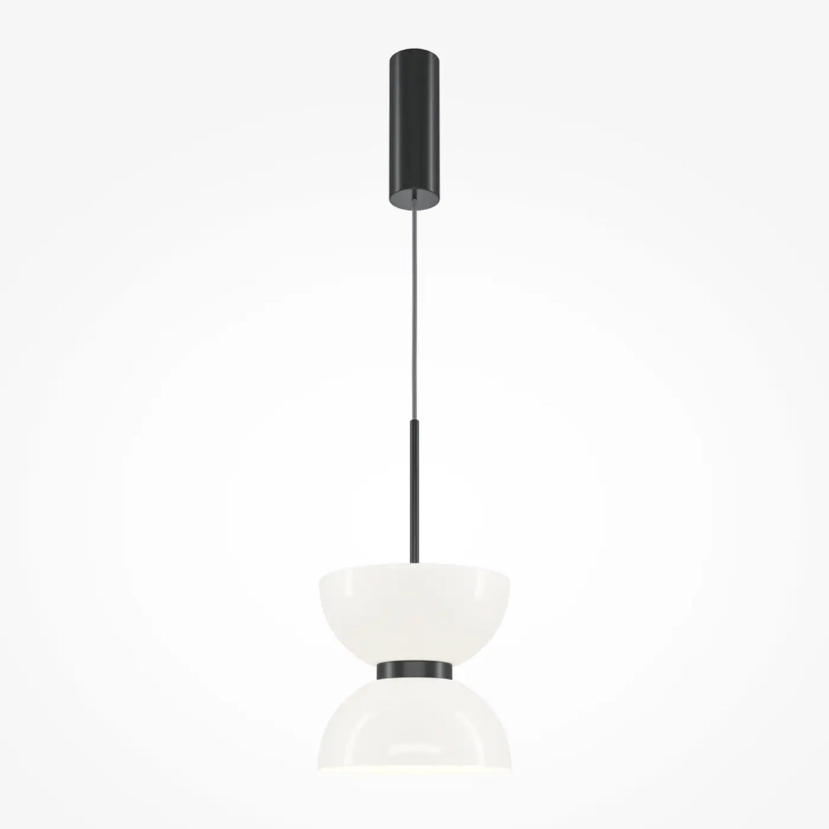 Suspension LED globe opalin, monture en acier noir, doré ou blanc