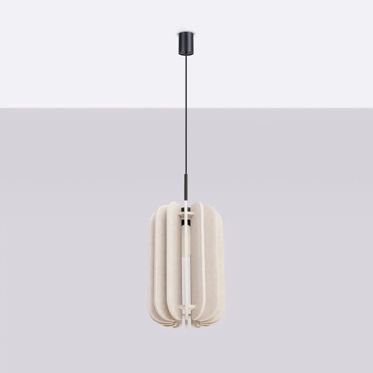 Suspension à lamelles de feutre sur cadre noir, 27 ou 45 cm, beige/noir