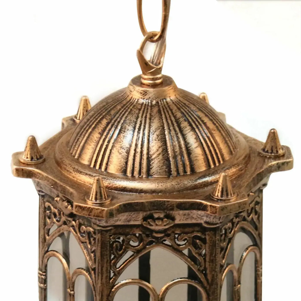 Luminaire d'extérieur oriental en métal doré, style vintage