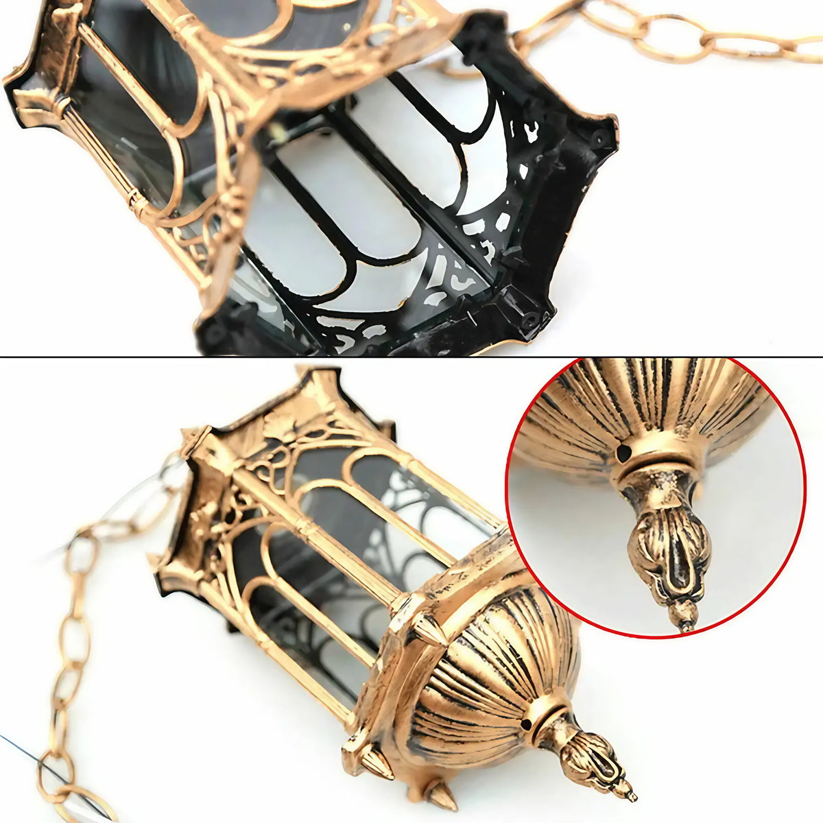 Luminaire d'extérieur oriental en métal doré, style vintage