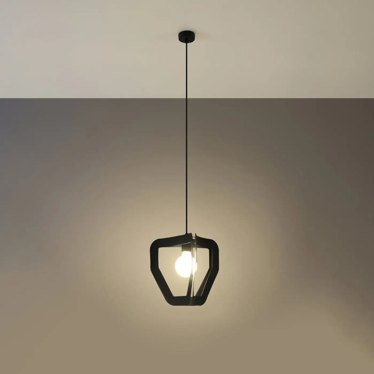 Suspension lanterne à trois lames courbées en acier, 33 cm