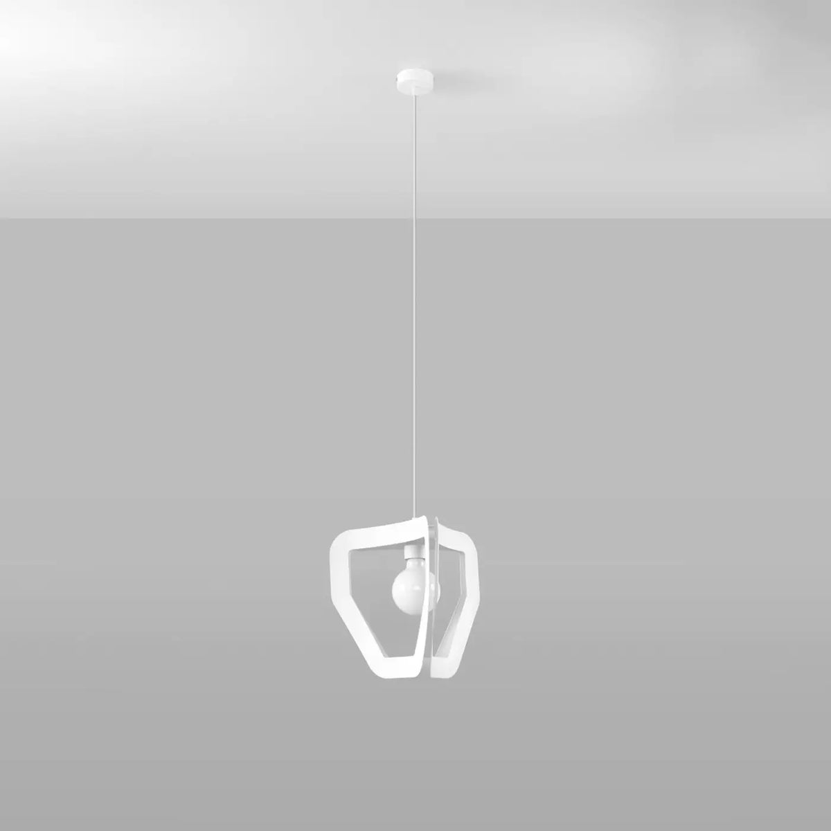 Suspension lanterne à trois lames courbées en acier, 33 cm, blanc