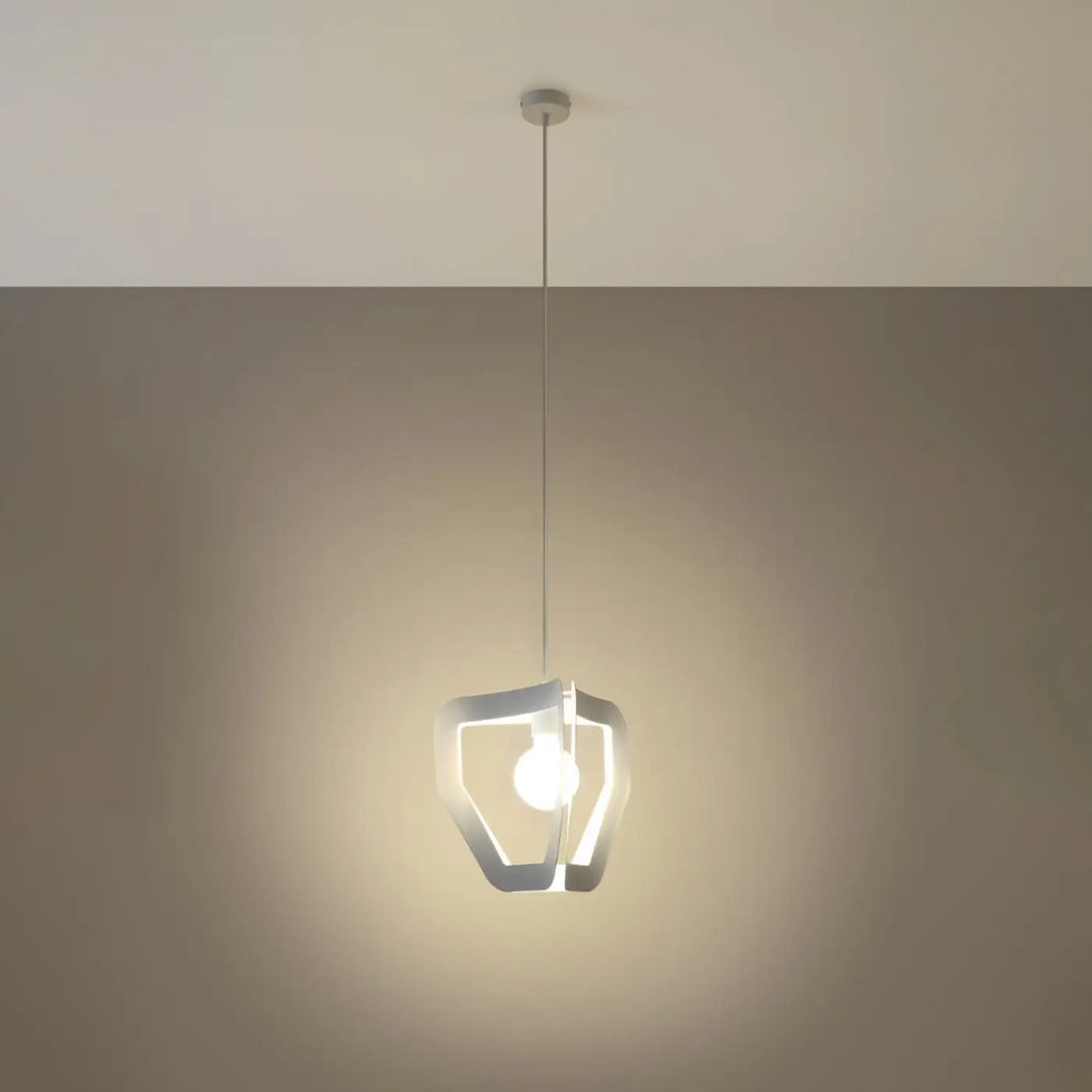 Suspension lanterne à trois lames courbées en acier, 33 cm