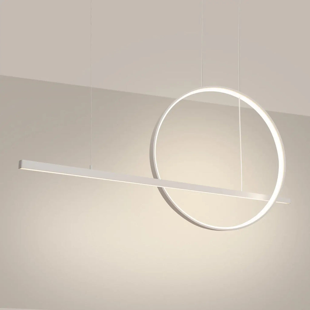 Suspension LED anneau et barre en aluminium, 46 W, noir ou blanc
