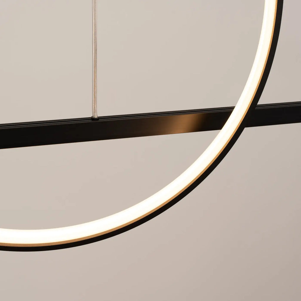 Suspension LED anneau et barre en aluminium, 46 W, noir ou blanc