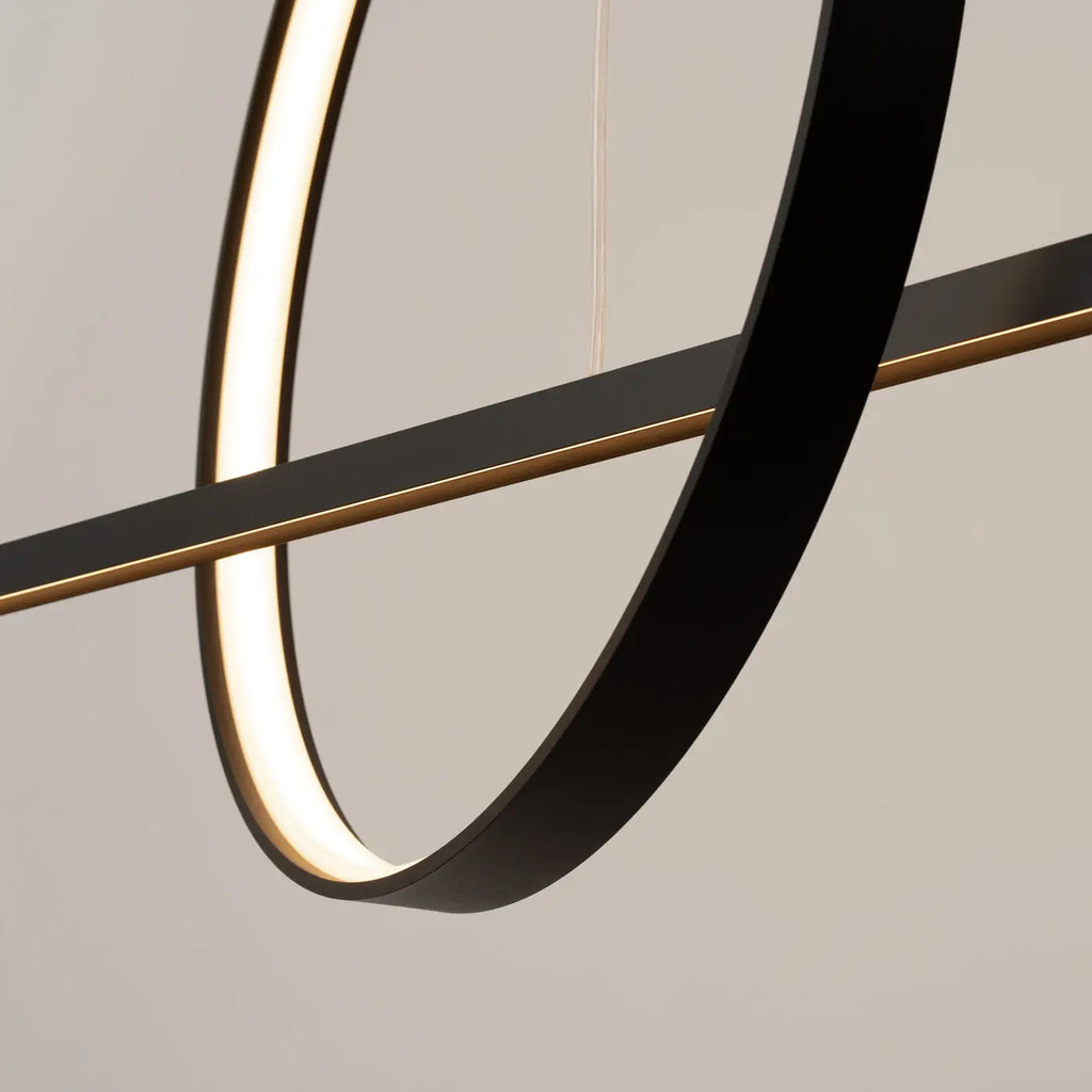 Suspension LED anneau et barre en aluminium, 46 W, noir ou blanc
