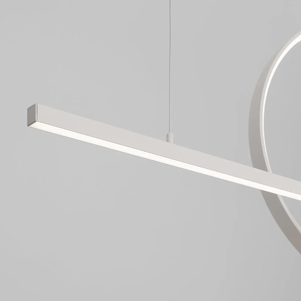 Suspension LED anneau et barre en aluminium, 46 W, noir ou blanc