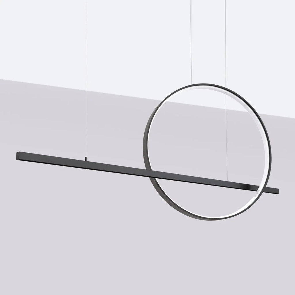 Suspension LED anneau et barre en aluminium, 46 W, noir ou blanc