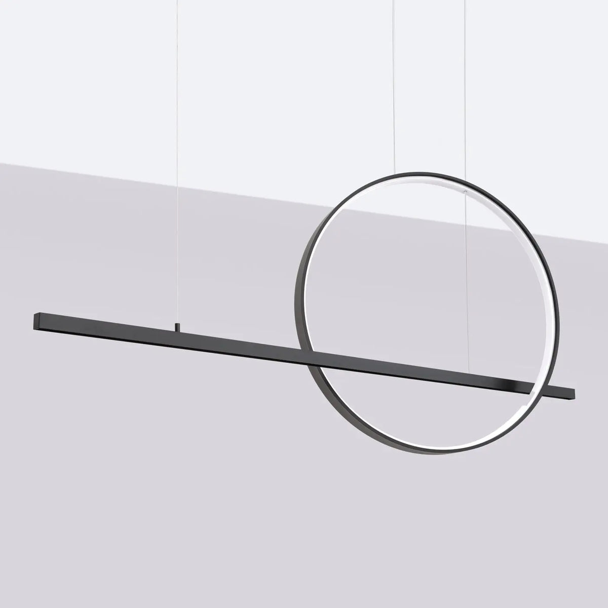 Suspension LED anneau et barre en aluminium, 46 W, noir ou blanc