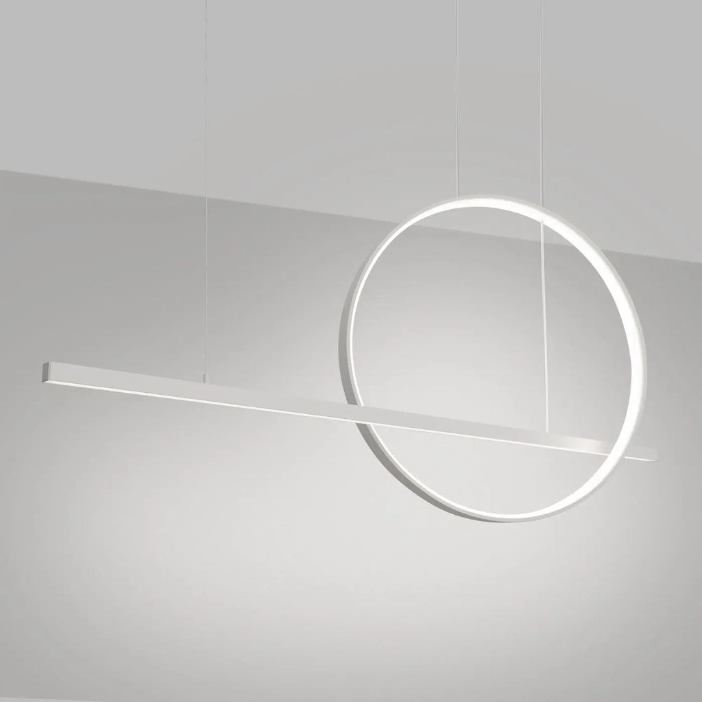 Suspension LED anneau et barre en aluminium, 46 W, noir ou blanc