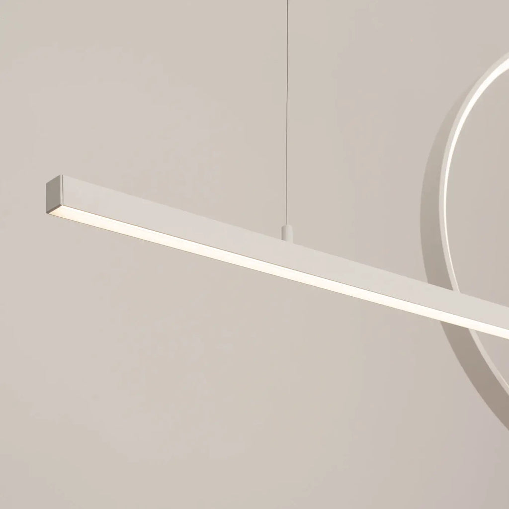 Suspension LED anneau et barre en aluminium, 46 W, noir ou blanc