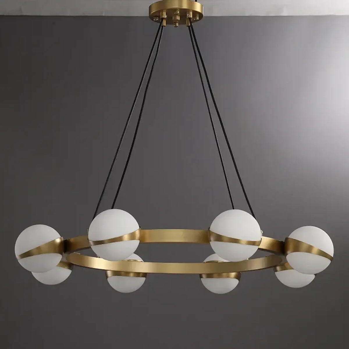 Suspension LED en anneau de laiton, trois tailles
