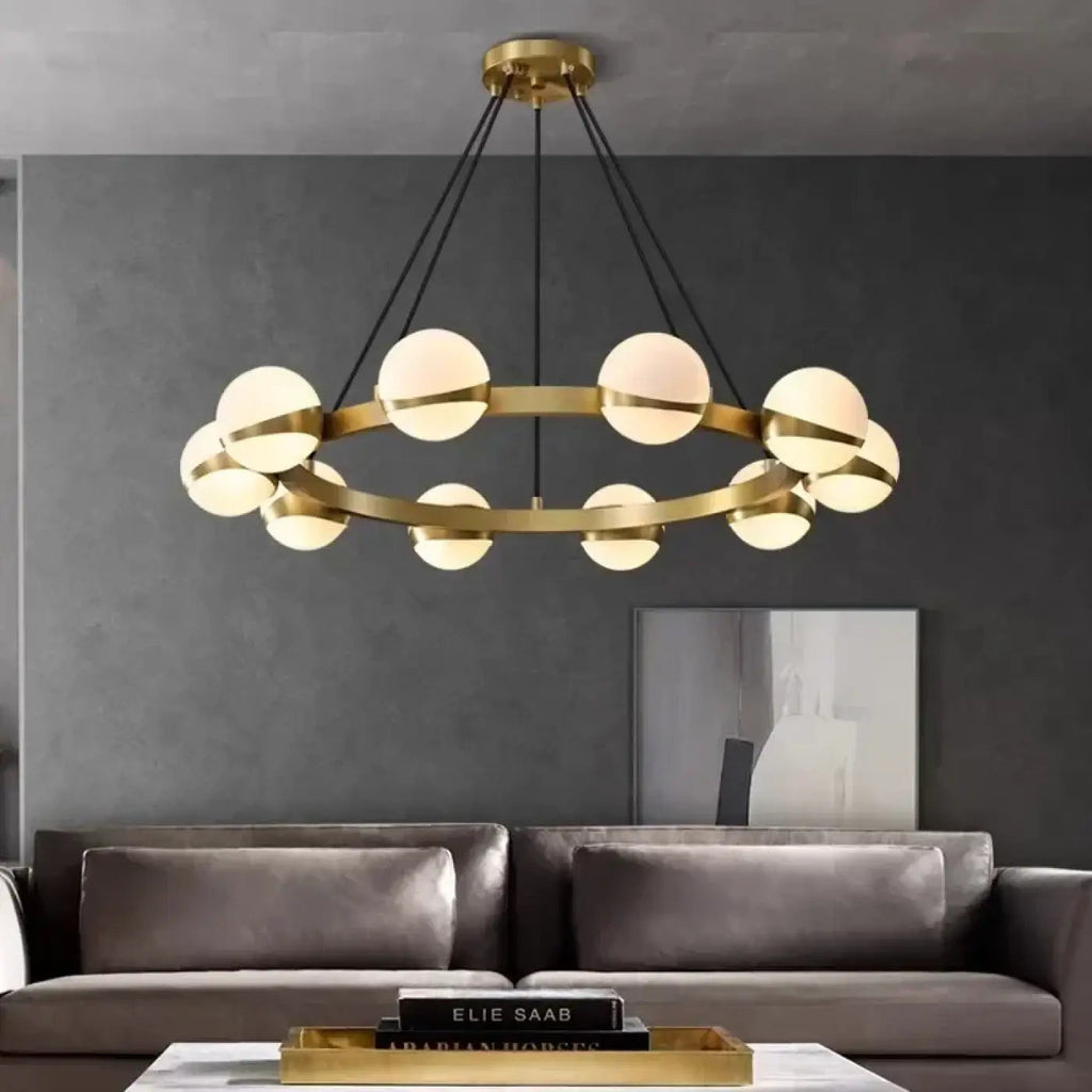 Suspension LED en anneau de laiton, trois tailles