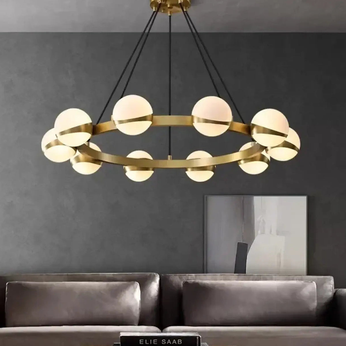 Suspension LED en anneau de laiton, trois tailles