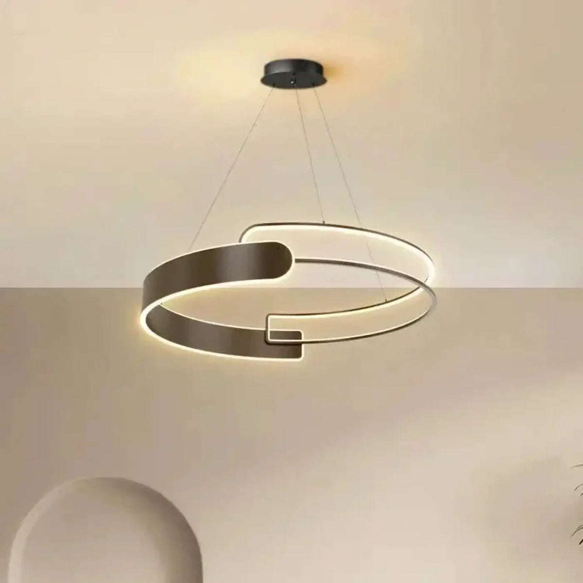 Suspension LED à anneaux entrelacés, noir ou blanc, tailles S et M