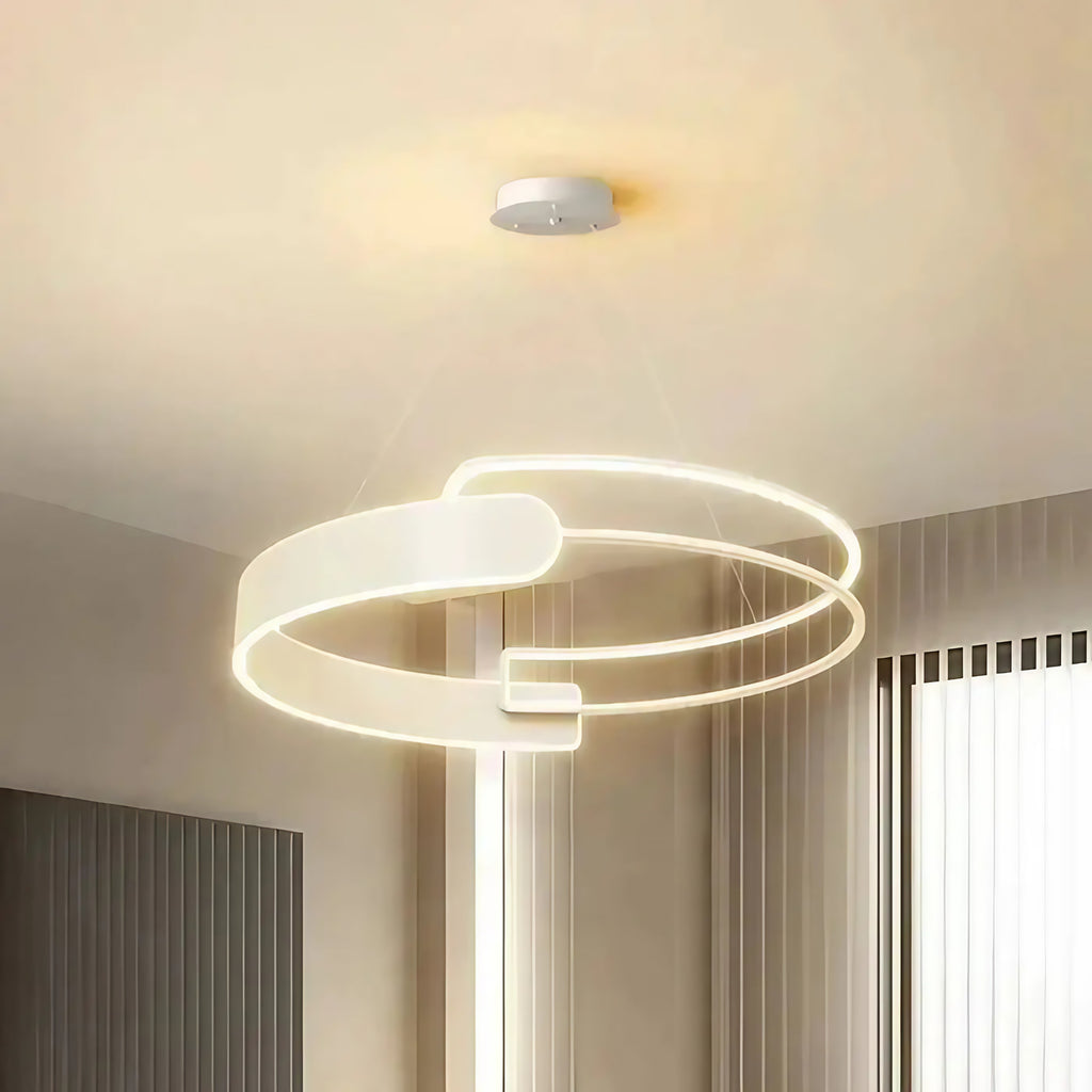 Suspension LED à anneaux entrelacés, noir ou blanc, tailles S et M