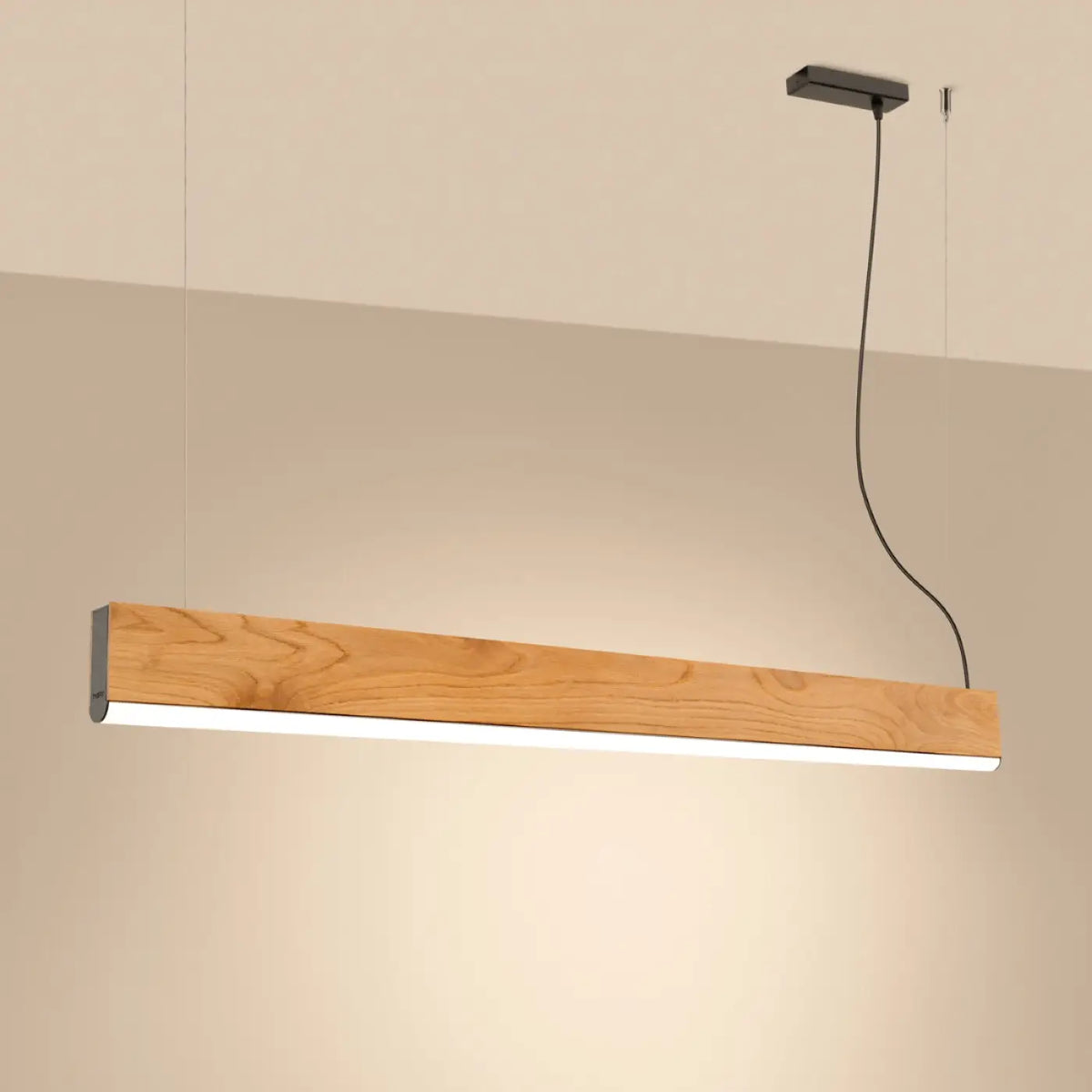 Suspension LED linéaire en boîtier de chêne, 3,5 cm de large