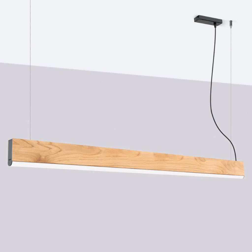 Suspension LED linéaire en boîtier de chêne, 3,5 cm de large