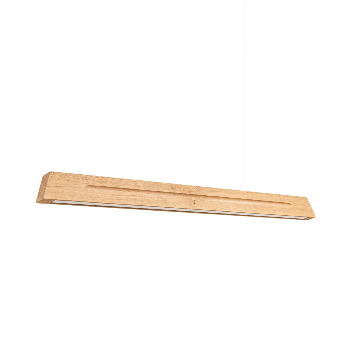 Suspension LED linéaire en chêne massif, 120 ou 150 cm