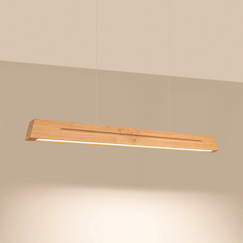 Suspension LED linéaire en chêne massif, 120 ou 150 cm