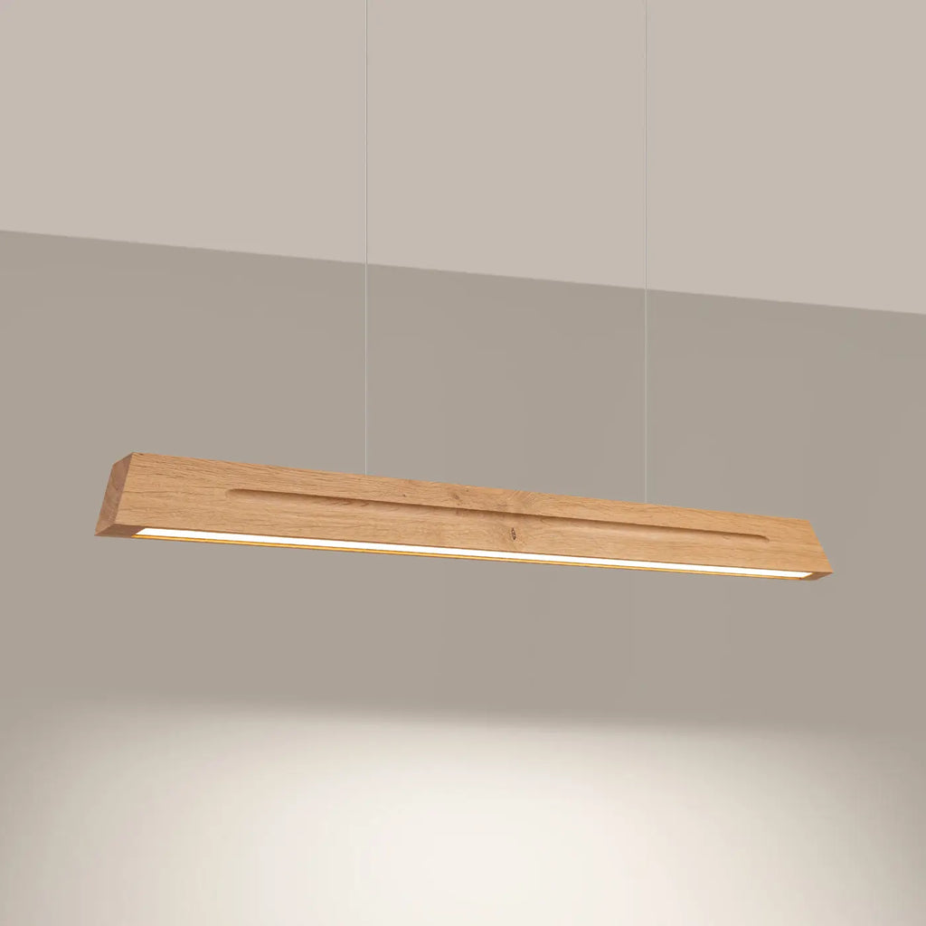 Suspension LED linéaire en chêne massif, 120 ou 150 cm