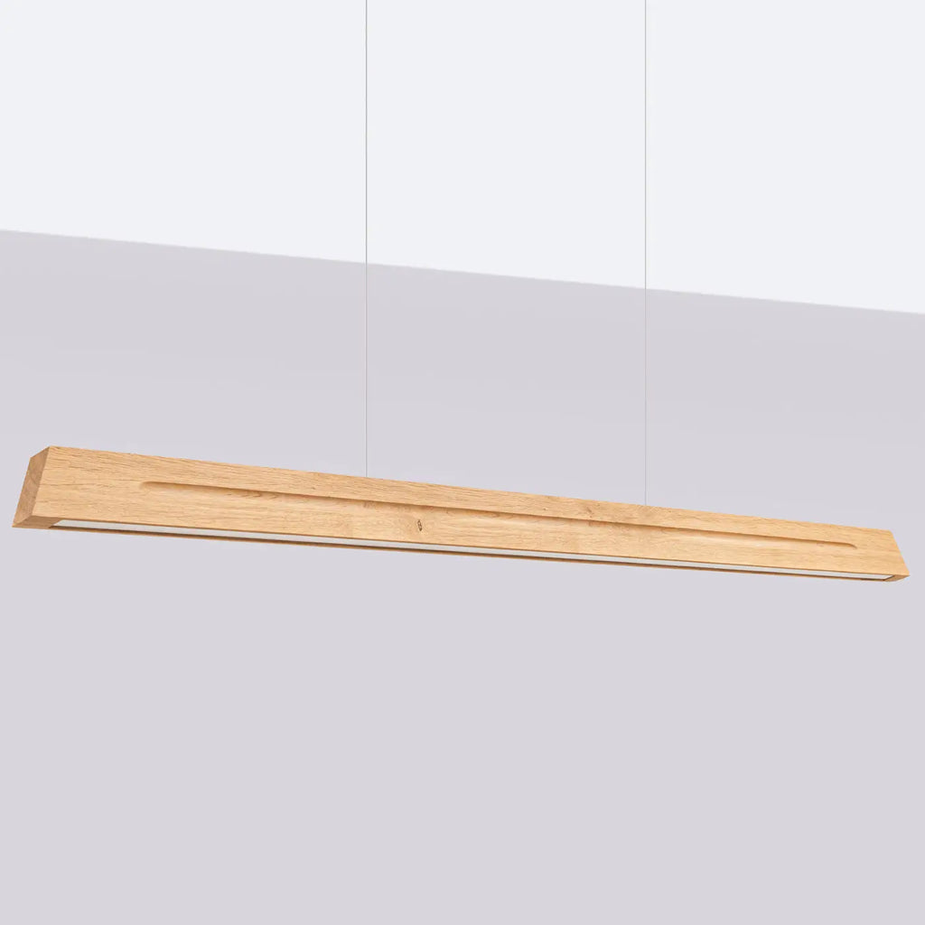 Suspension LED linéaire en chêne massif, 120 ou 150 cm