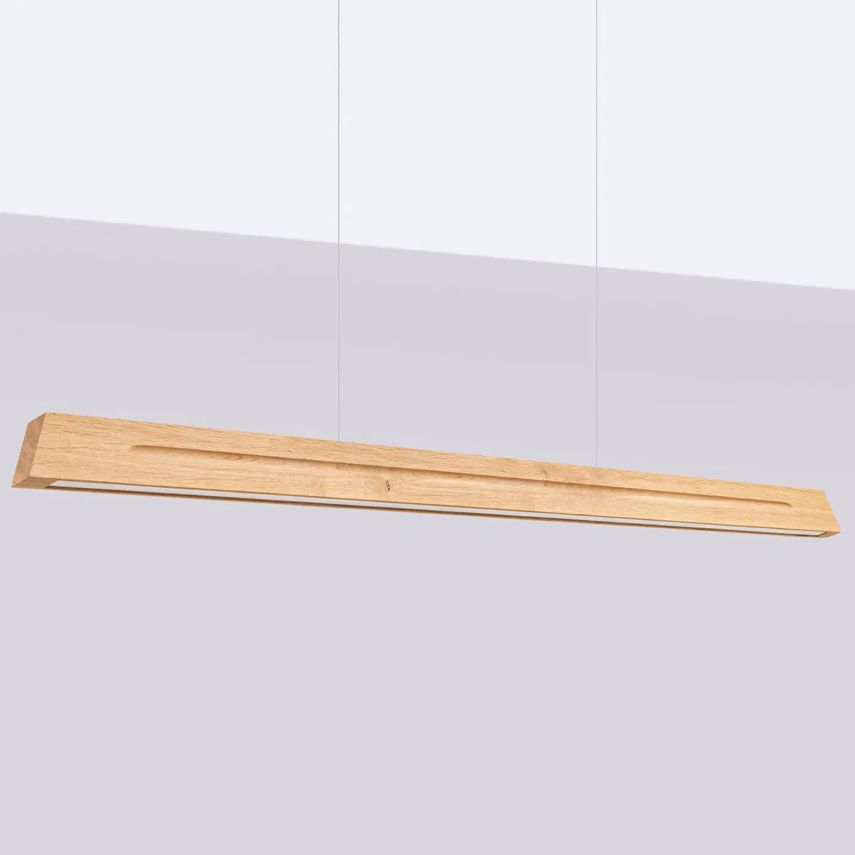 Suspension LED linéaire en chêne massif, 120 ou 150 cm