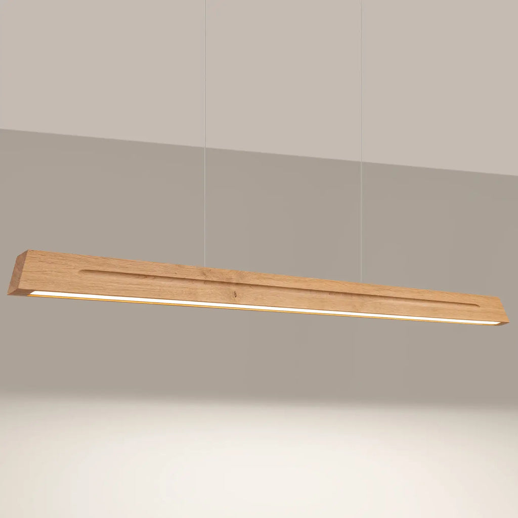 Suspension LED linéaire en chêne massif, 120 ou 150 cm