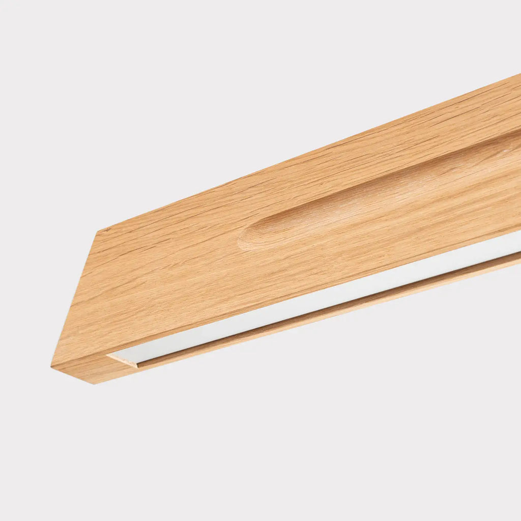 Suspension LED linéaire en chêne massif, 120 ou 150 cm