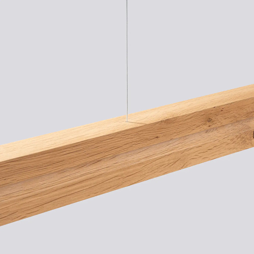 Suspension LED linéaire en chêne massif, 120 ou 150 cm