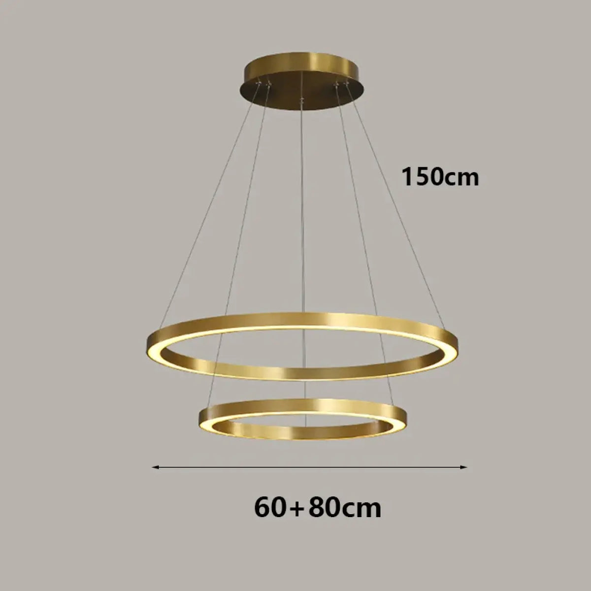 Suspension LED dorée à anneaux, tailles S à XL