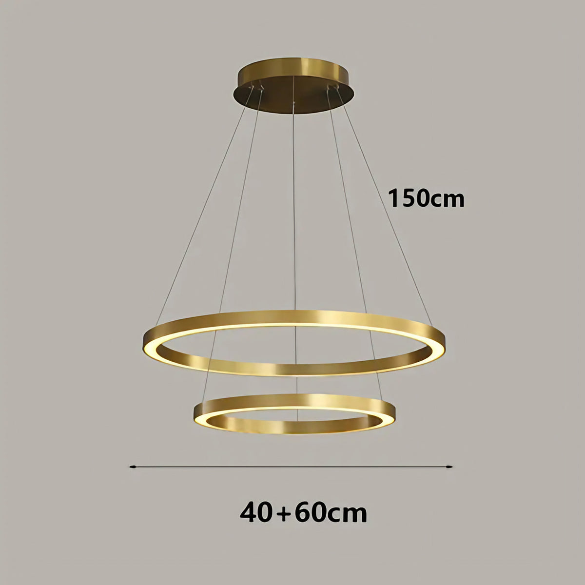 Suspension LED dorée à anneaux, tailles S à XL