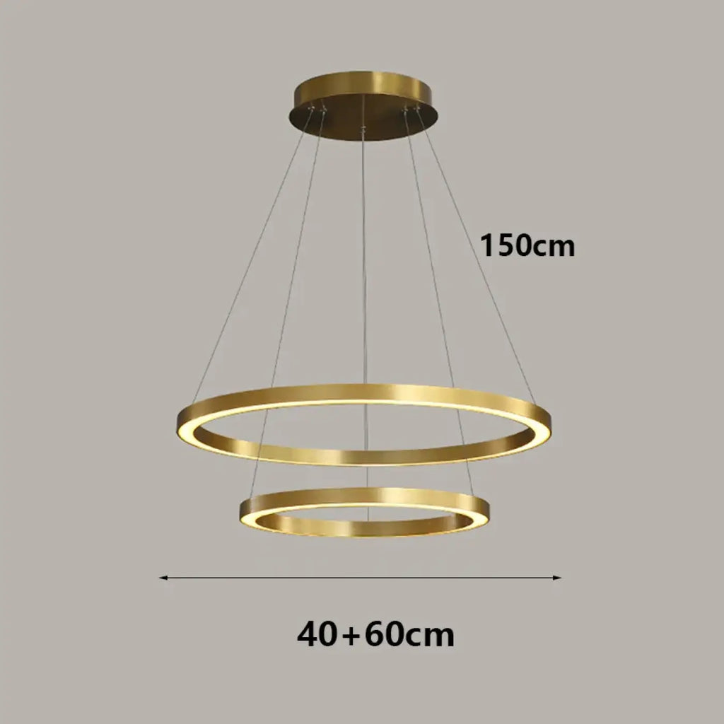 Suspension LED dorée à anneaux, tailles S à XL