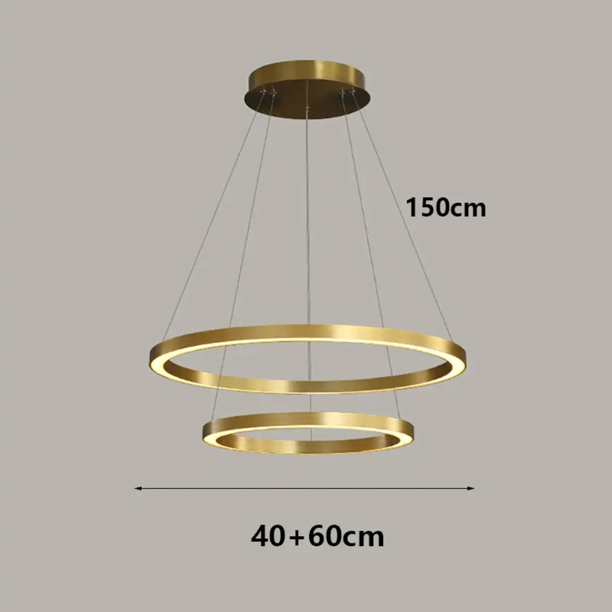 Suspension LED dorée à anneaux, tailles S à XL