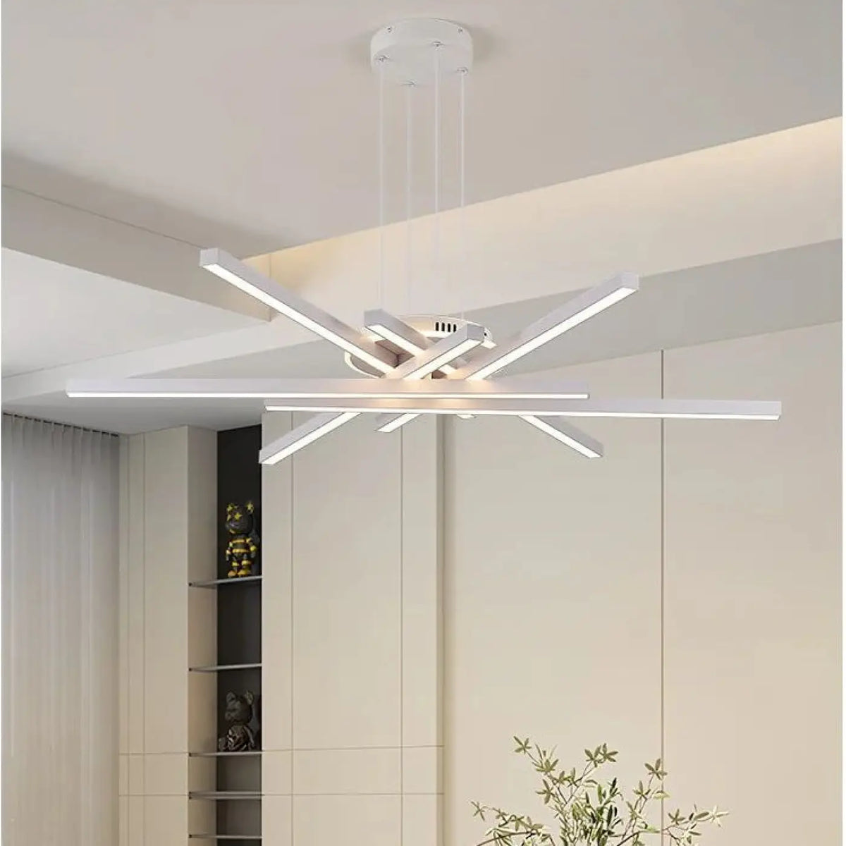 Suspension LED croisée minimaliste, noir ou blanc, S à XL