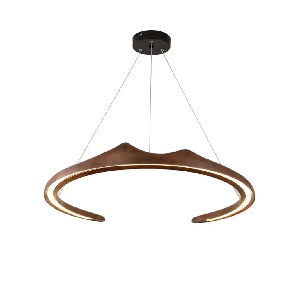 Suspension LED en bois aux formes sculpturales, marron ou beige