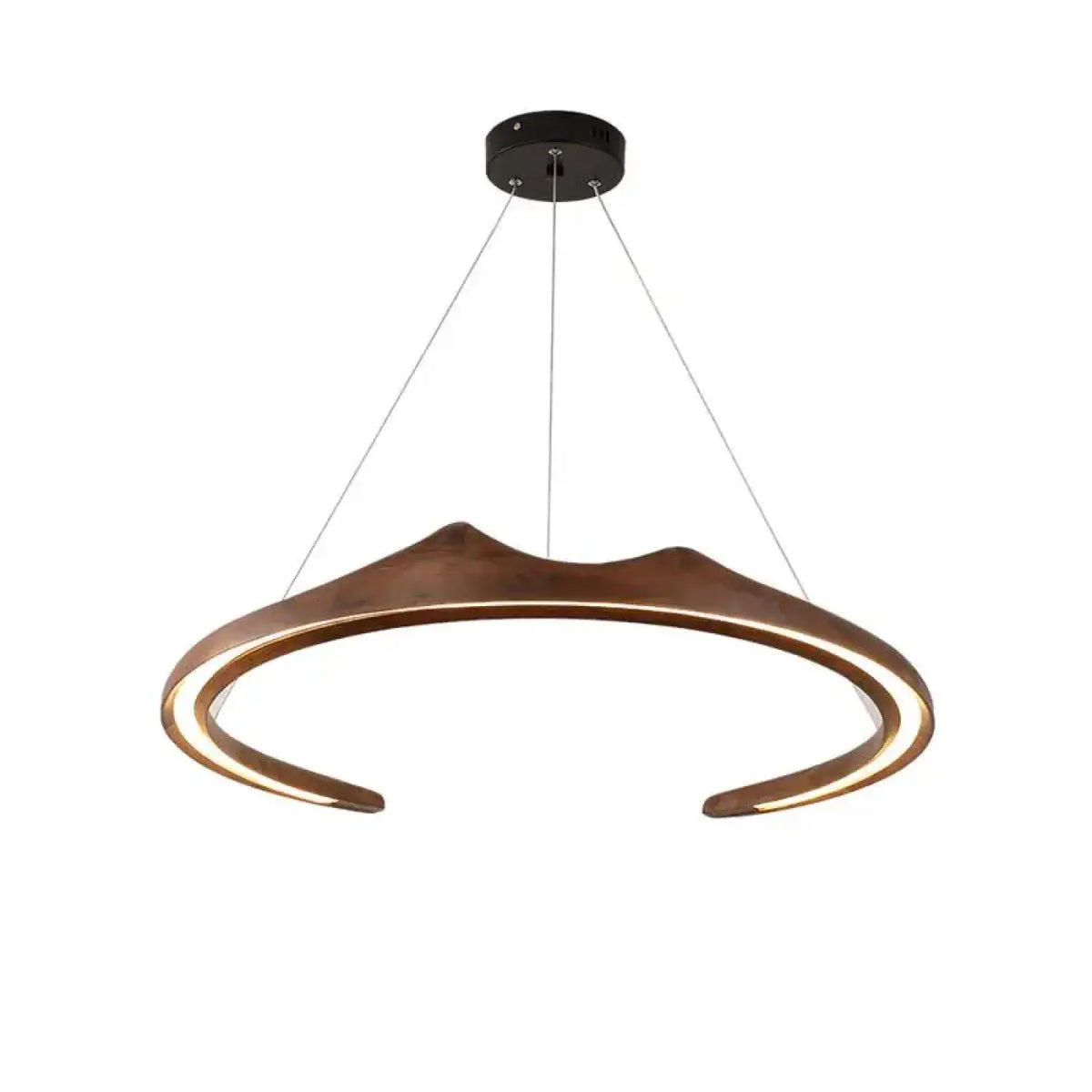 Suspension LED en bois aux formes sculpturales, marron ou beige