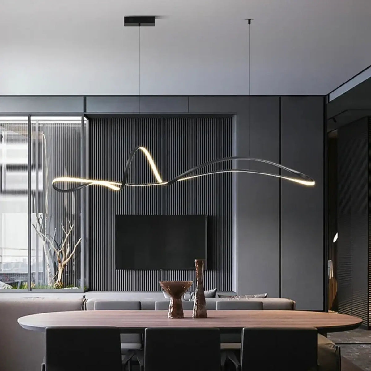 Suspension LED sculpturale aux lignes fluides, tailles S et M