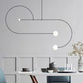 Suspension LED noire à boules blanches, style minimaliste