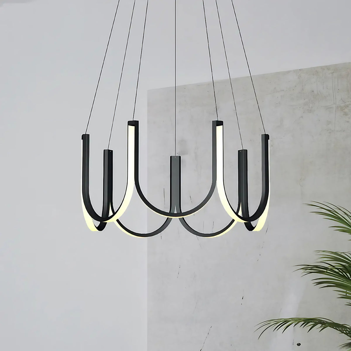 Suspension LED noire à bras lumineux, tailles S, M et L